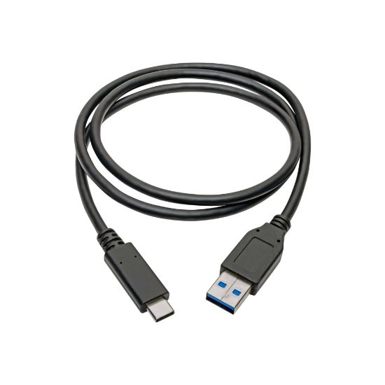 Picture of Tripp Lite USB C to USB-A Cable 3.1 10 Gbps USB-IF Certified USB Type C M/M 3ft - 1.25 GB/s - 3 ft - 1 x Type A Male USB - 1 x Type C Male USB - Nickel Plated Connector - Gold Plated Contact - Black