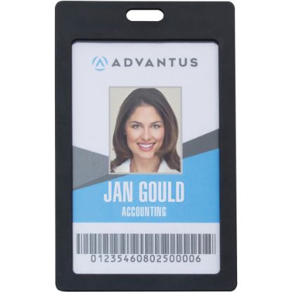 Picture of Advantus Vertical Rigid ID Badge Holder - Support 2in x 3.25in Media - Vertical - Plastic - 6 / Pack - Black