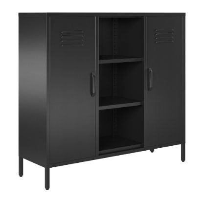 Picture of Ameriwood Home Mission District Metal 2-Door Locker Console Table, 40inH x 43-5/16inW x 13-13/16inD, Black