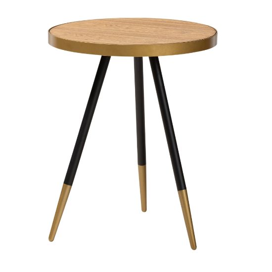 Picture of Baxton Studio Contemporary Accent Table, 21-3/4inH x 17-3/4inW x 17-5/16inD, Black/Gold/Walnut