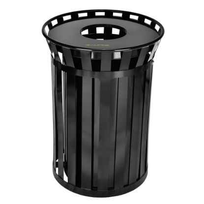 Picture of Alpine Industries 38 Gallon Metal-Slatted Outdoor Commercial Trash Can, 36ft"Hx26.7ft"Wx21ft-d, Black