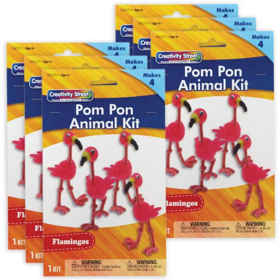 Picture of Creativity Street Pom Pom Animal Kits, Flamingos, 4 Animals Per Kit, Set Of 6 Kits