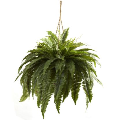 Picture of Nearly Natural 29inH Double Giant Boston Fern Hanging Basket, Green/Brown