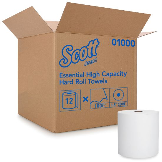 Picture of Scott High-Capacity 1-Ply Hardwound Paper Towels, 1000ft Per Roll, Pack Of 12 Rolls