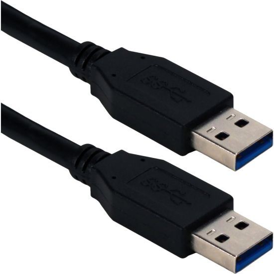 Picture of QVS 6ft USB 3.0/3.1 Type A Male To Male 5Gbps Black Cable - 6 ft USB Data Transfer Cable for Computer - First End: 1 x USB 3.1 Type A - Male - Second End: 1 x USB 3.1 Type A - Male - 5 Gbit/s - Shielding - Black - 1