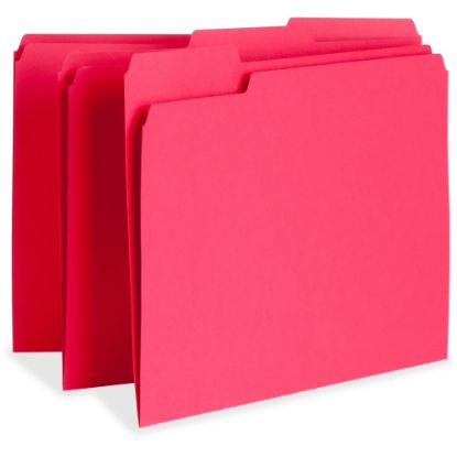 Picture of Business Source Color-Coding Top-Tab File Folders, Letter Size, Red, Box Of 100 Folders