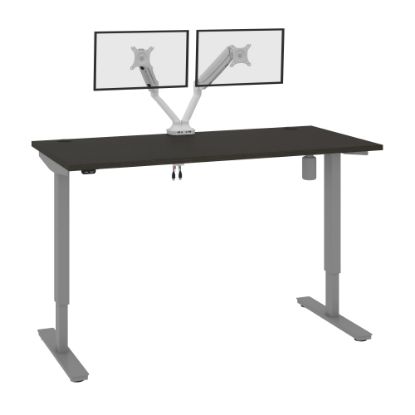 Picture of Bestar Upstand Electric 60inW Standing Desk With Dual Monitor Arm, Deep Gray