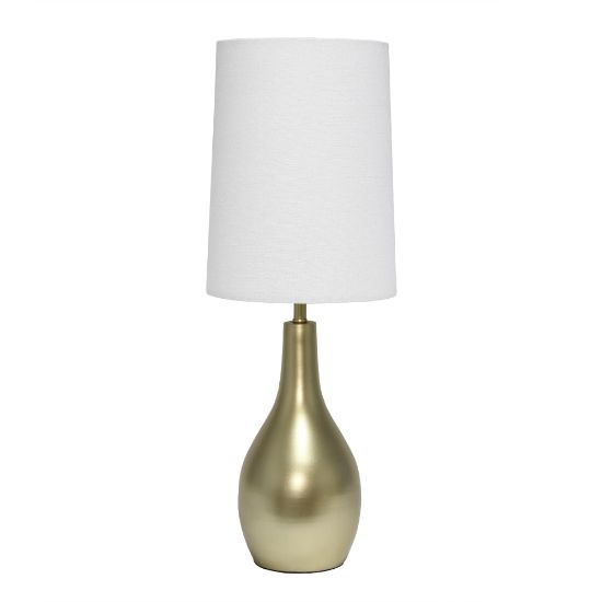 Picture of Simple Designs 1-Light Teardrop Table Lamp, 19-1/2inH, White Shade/Gold Base