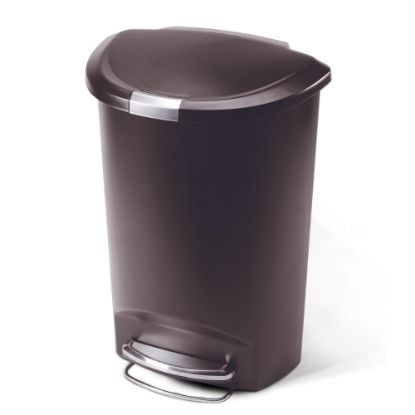 Picture of simplehuman Semi-Round Plastic Step Trash Can, 13.2 Gallons, Mocha