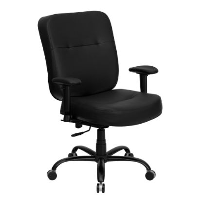 Picture of Flash Furniture HERCULES Series Ergonomic Big & Tall High-Back Executive Office Chair With Arms, Black LeatherSoft