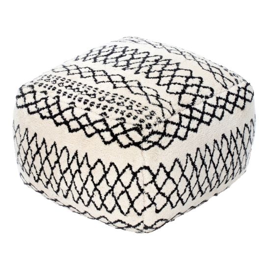 Picture of Anji Mountain Tyre Pouf Ottoman, Black/Ivory