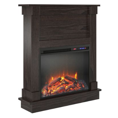 Picture of Ameriwood Home Ellsworth Fireplace With Mantel, 31-15/16inH x 31-11/16inW x 7-13/16inD, Espresso