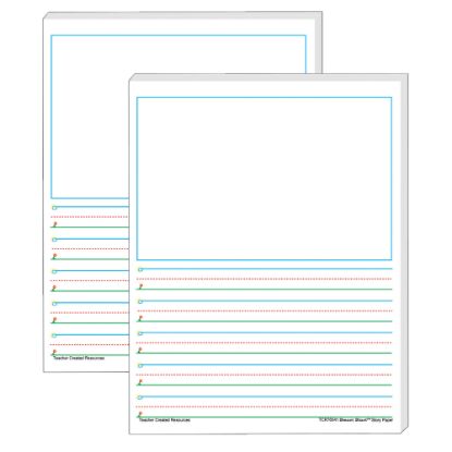 Picture of Teacher Created Resources Smart Start 1-2 Story Paper, 8-1/2in x 11in, Primary Rule, White, 100 Sheets Per Pack, Set Of 2 Packs