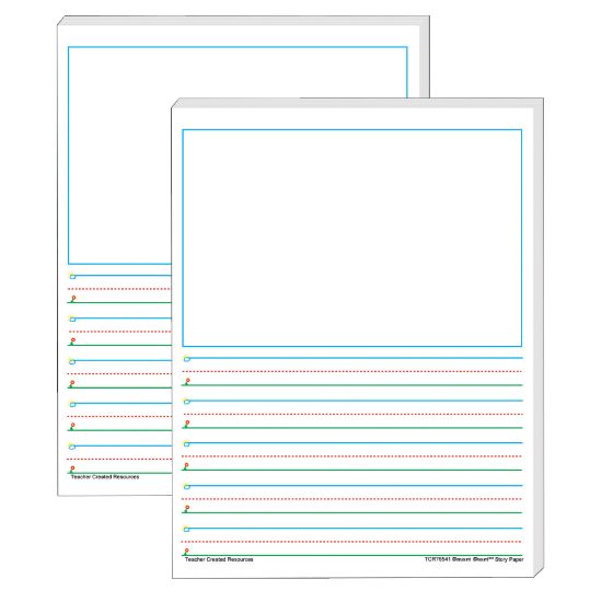 Picture of Teacher Created Resources Smart Start 1-2 Story Paper, 8-1/2in x 11in, Primary Rule, White, 100 Sheets Per Pack, Set Of 2 Packs