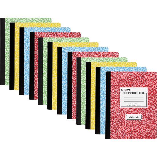 Picture of TOPS Composition Books, Wide Ruled, 100 Sheets, Assorted Marble, Pack Of 12