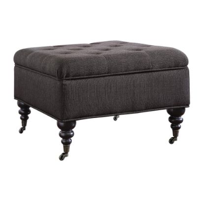 Picture of Serta Abbot Square Tufted Ottoman, Midnight Charcoal