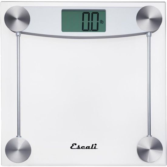 Picture of Escali Square Clear Glass Bathroom Scale - 400 lb - Clear, Silver