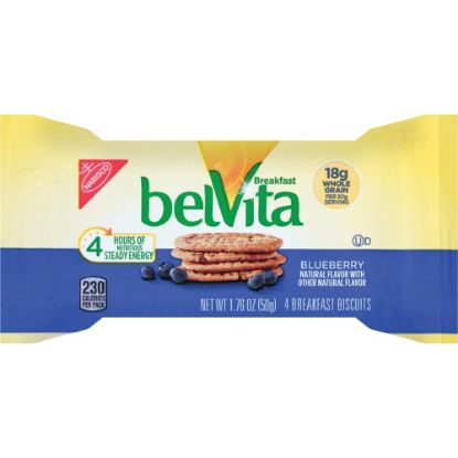 Picture of belVita Breakfast Biscuits - Individually Wrapped, Hydrogenated Oil-free, Sweetener-free - Blueberry - 1.76 oz - 8 / Box