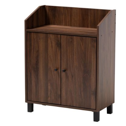 Picture of Baxton Studio Rossin 2-Door Entryway Shoe Storage Cabinet With Open Shelf, Walnut