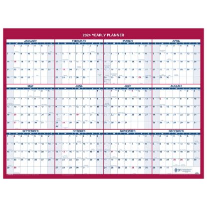 Picture of 2024 AT-A-GLANCE Horizontal Reversible Erasable Yearly Wall Calendar, 16in x 12in, January to December 2024, PM330B28