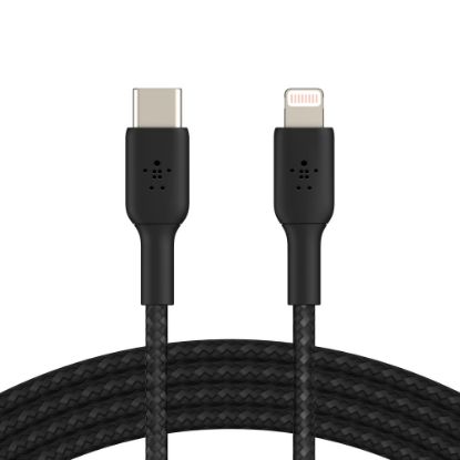 Picture of Belkin Lightning-To-USB-C Braided Cable, 3.3ft, Black, CAA004BT1MBK