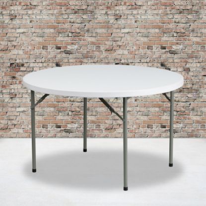 Picture of Flash Furniture Round Plastic Folding Table, 29-1/4inH x 48inW x 48inD, Granite White