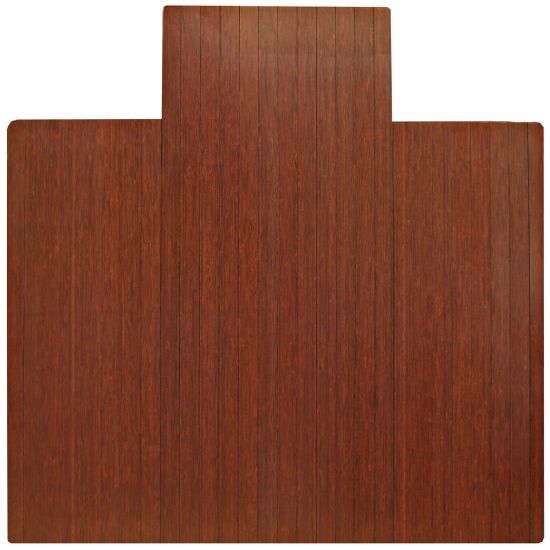 Picture of Anji Mountain Bamboo Roll-Up Chair Mat, 55in x 57in, 1/4in-Thick, 9 1/4in Tongue, Dark Cherry