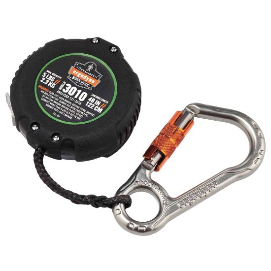 Picture of Ergodyne Squids 3010 Retractable Tool Lanyard With Belt Loop Clip, 48in, Black