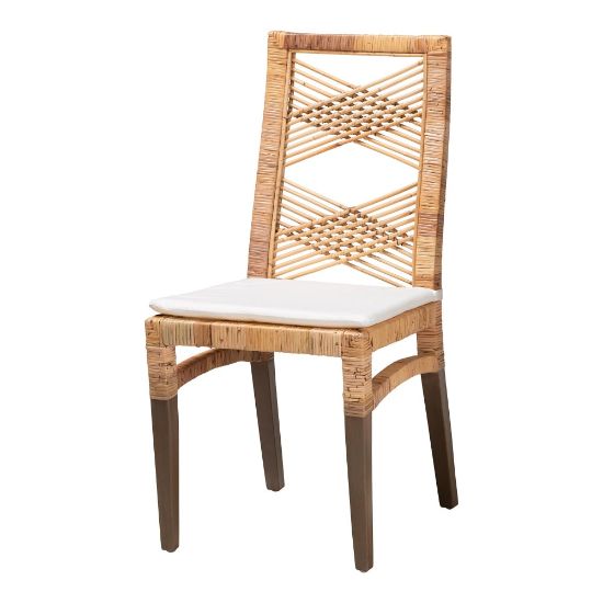 Picture of bali & pari Poltak Modern Bohemian Dining Chair, White/Natural Brown