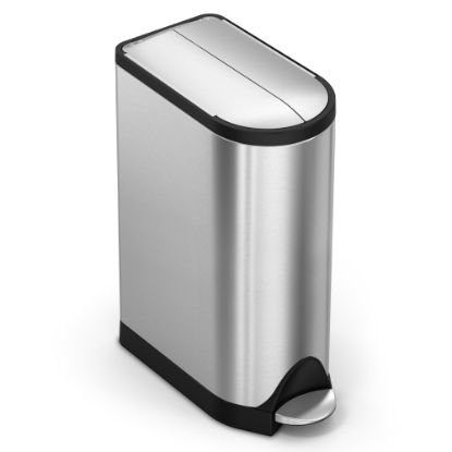 Picture of simplehuman Butterfly Step Stainless Steel Trash Can, 4.8 Gallons, Brushed Stainless Steel