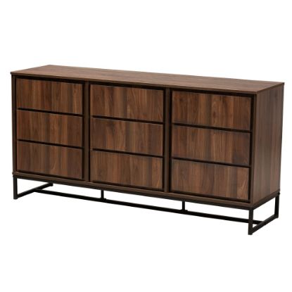 Picture of Baxton Studio Modern And Contemporary 60inW 3-Door Dining Room Sideboard Buffet, Walnut Brown/Black