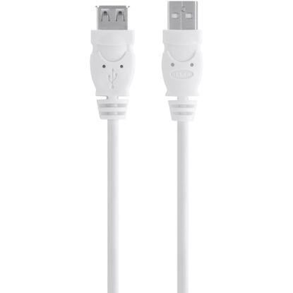 Picture of Belkin USB Extension Data Transfer Cable - 9.84 ft USB Data Transfer Cable - First End: USB 2.0 Type A - Second End: USB Type A - Extension Cable - White - 1 Each