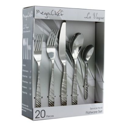 Picture of MegaChef La Vague 20-Piece Stainless-Steel Flatware Set, Silver