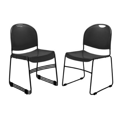 Picture of Commercialine Multipurpose Ultra-Compact Stack Chairs, Black, Set Of 4 Chairs