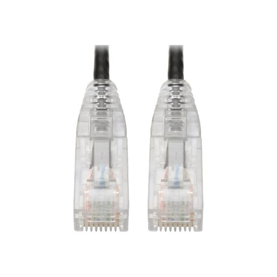 Picture of Tripp Lite Cat6 UTP Patch Cable (RJ45) - M/M, Gigabit, Snagless, Molded, Slim, Black, 5 ft. -First End: 1 x RJ-45 Male Network - Second End: 1 x RJ-45 Male Network - 1 Gbit/s - Patch Cable - Gold Plated Connector - 28 AWG - Black