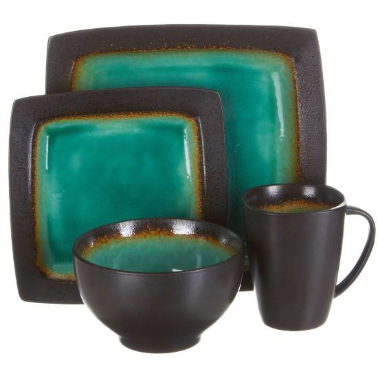 Picture of Gibson Ocean Paradise 16-Piece Square Dinnerware Set, Jade