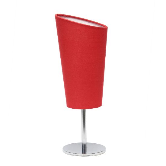 Picture of Simple Designs Mini Chrome Table Lamp With Angled Shade, 12-5/8inH, Red Shade/Chrome Base