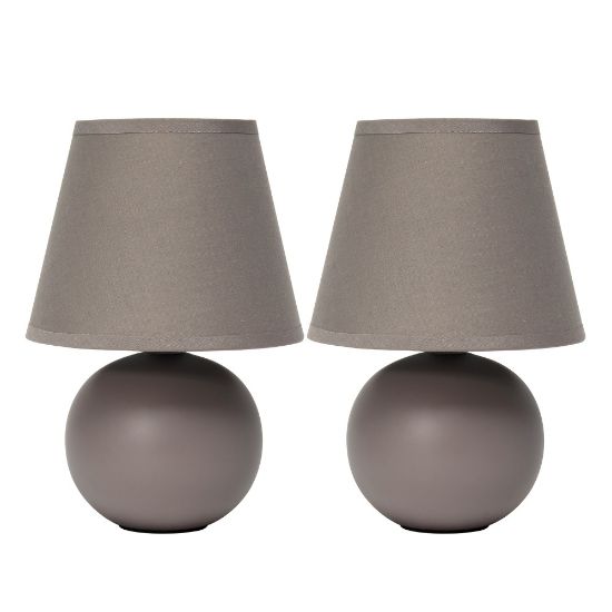 Picture of Simple Designs Mini Globe Ceramic Table Lamps, 8-11/16inH, Gray, Pack Of 2