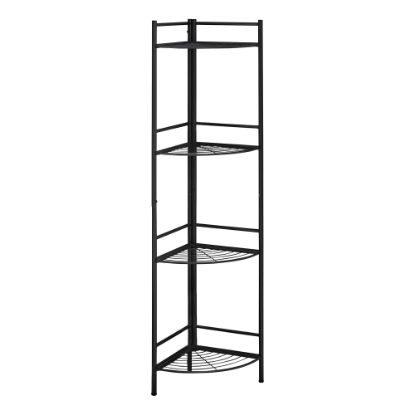 Picture of Monarch Specialties Abigail 58inH 4-Shelf Corner Etagere Bookcase, Black