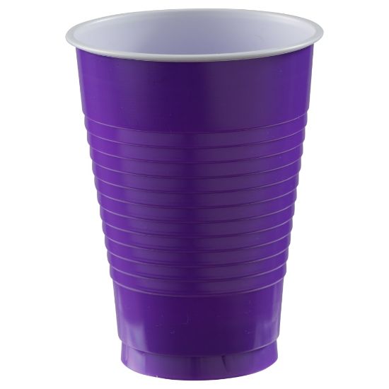 Picture of Amscan 436811 Plastic Cups, 12 Oz, Purple, 50 Cups Per Pack, Case Of 3 Packs