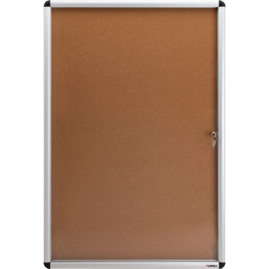 Picture of Lorell Enclosed Cork Bulletin Board, 36in x 24in, Silver Aluminum Frame