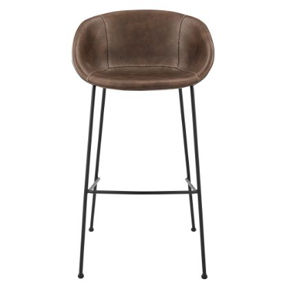 Picture of Eurostyle Zach-B Faux Leather Bar Stools, Brown/Matte Black, Set Of 2 Stools