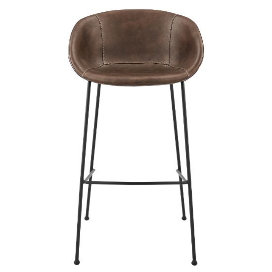 Picture of Eurostyle Zach-B Faux Leather Bar Stools, Brown/Matte Black, Set Of 2 Stools