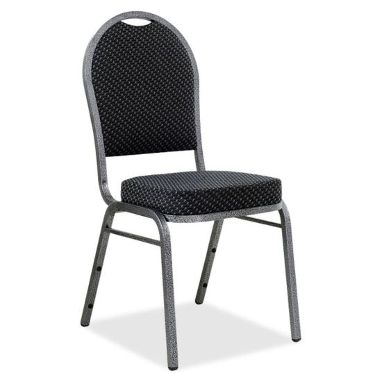 Picture of Lorell Banquet Stack Chairs, Textured Fabric, Black/Gray, Set Of 4