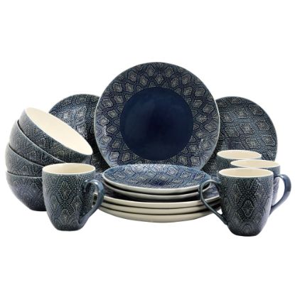 Picture of Elama 16-Piece Stoneware Dinnerware Set, Blue