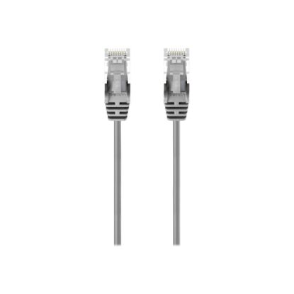 Picture of Belkin 1ft CAT6 Ethernet Patch Cable Snagless, RJ45, M/M - Gray - 1 ft Category 6 Network Cable for Network Device, Notebook, Desktop Computer, Modem, Router, Wall Outlet - First End: 1 x RJ-45 Network - Male - Second End: 1 x RJ-45 Network - Male