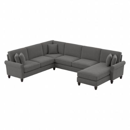 Picture of Bush Furniture Coventry 128inW U-Shaped Sectional Couch With Reversible Chaise Lounge, French Gray Herringbone, Standard Delivery