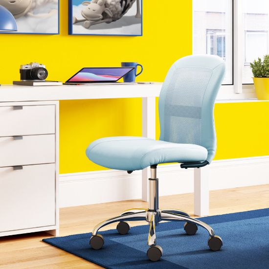 Picture of Serta Essentials Mid-Back Computer Chair, Blue Sky/Chrome