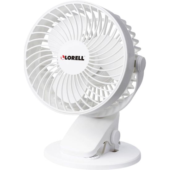 Picture of Lorell USB Personal Fan - 127 mm Diameter - 2 Speed - Breeze Mode, Quiet, Adjustable Tilt Head - 7.7in Height x 5.8in Width - White