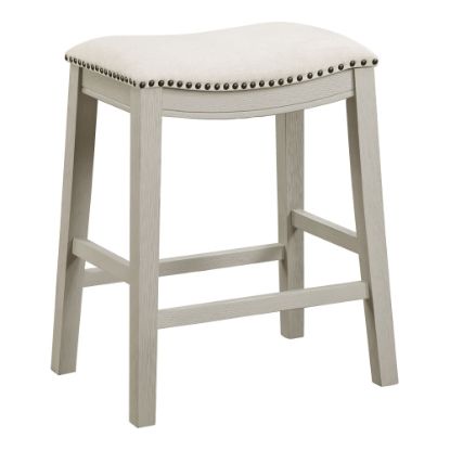 Picture of Office Star Saddle Stools, Linen/Whitewash, Pack Of 2 Stools